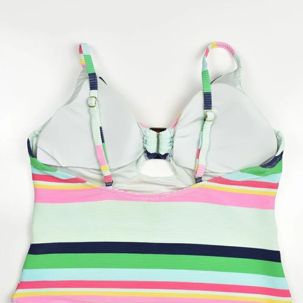 Trina Turk Ribbed Rainbow Deco Stripe One Piece Swimsuit - 14 - Picture 6 of 8